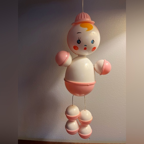 Other - Vintage 1966 Crib Baby String Rattle Toy Doll Sanitoy Plastic Pink Girl